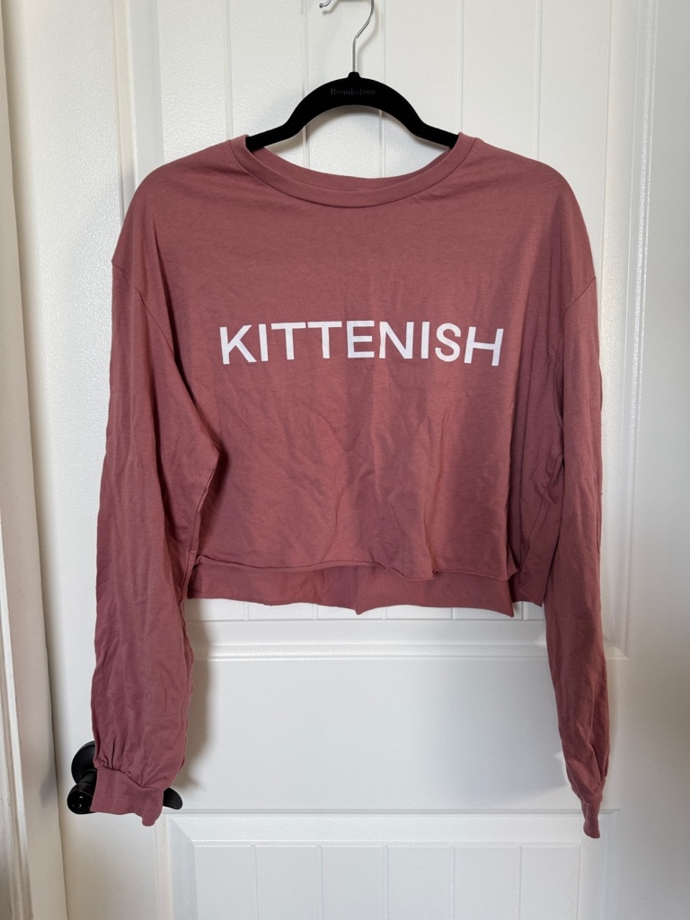Kittenish Dusty Rose Cropped Logo Long Sleeve Tee